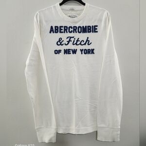 Abercrombie & Fitch White and Navy Long Sleeve Tee